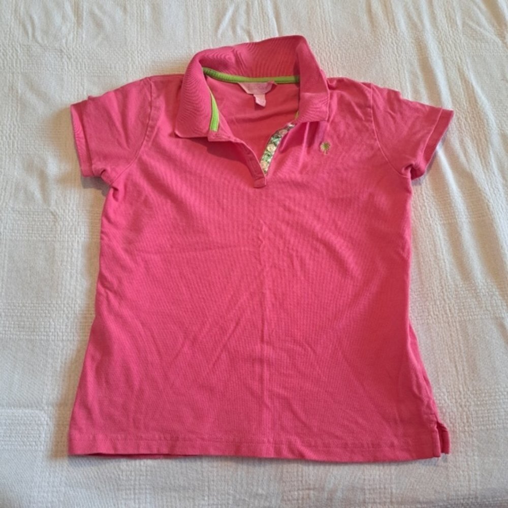 Lilly Pulitzer girls size 12 pink polo shirt VGUC